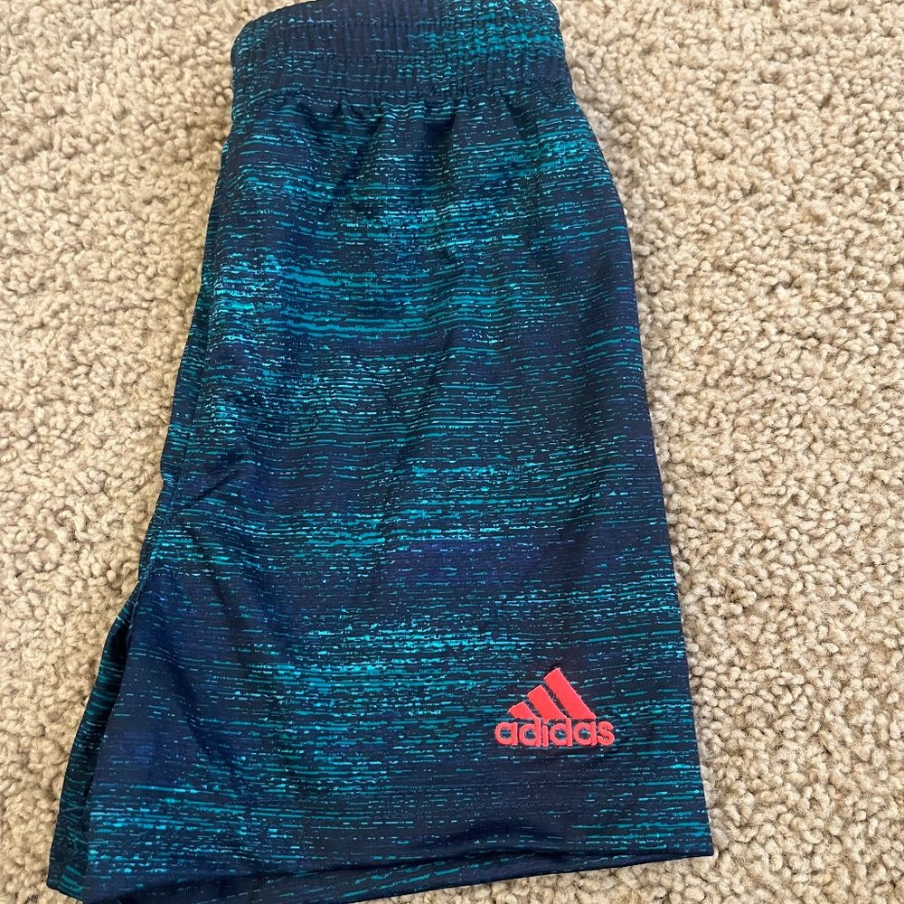 Adidas Unisex Athletic Shorts printed logo Green/Blue Size 2T